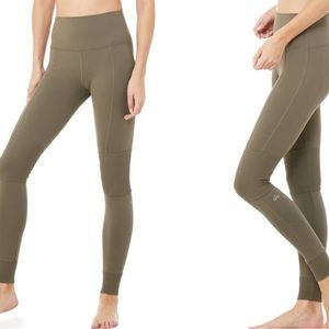 NWT- ALO High waist avenue yoga leggings, olive branch green color, ribbed, XXS